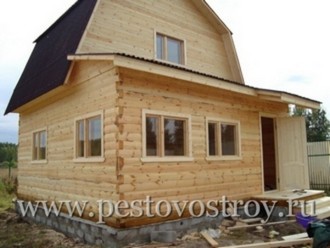 дом с брусовой верандой Новгородская область г. Пестово поставка и строительство домов из бруса