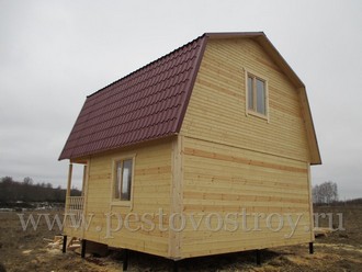 Брусовая баня фото СК Пестовострой Фотография бани - дома 6х6 с террасой от Пестовострой Г. Пестово