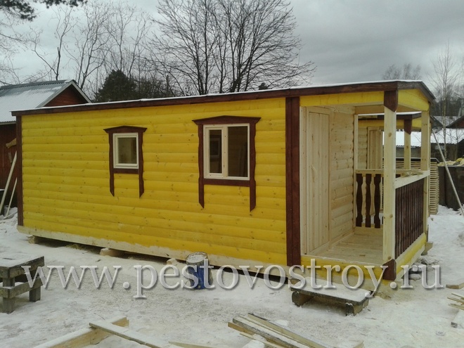готовая баня из бруса 2.3х7м из Пестово Готовые, мобильные, перевозные бани из Новгородской области из Пестово под ключ и на заказ