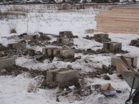 Опорно-столбчатый фундамент для брусового дома 6х6 с терассой
