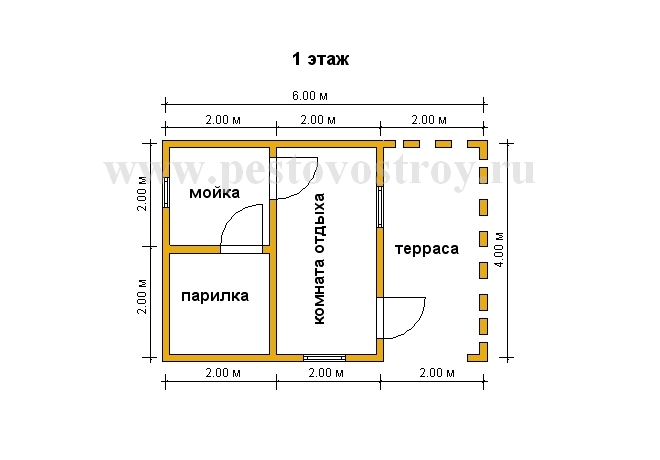 проекты бань с террасой